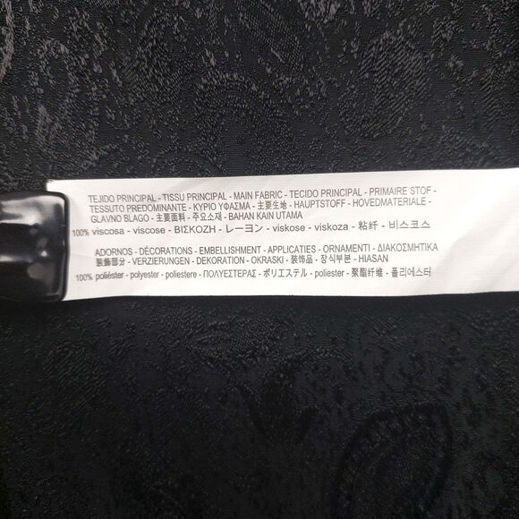 Zara Black Label Kimono Jacket Small Black Paisley Fringe Boho Lightweight - Picture 8 of 9